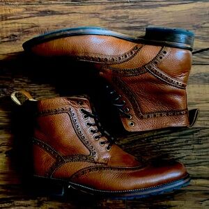 Marc Nolan men’s brown leather wingtip boots in size 10, LIKE NEW